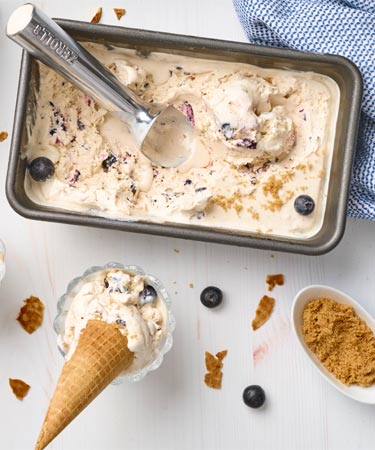 Blueberry and Brown Sugar No Churn Ice Cream With Sustainably Made Dairy
