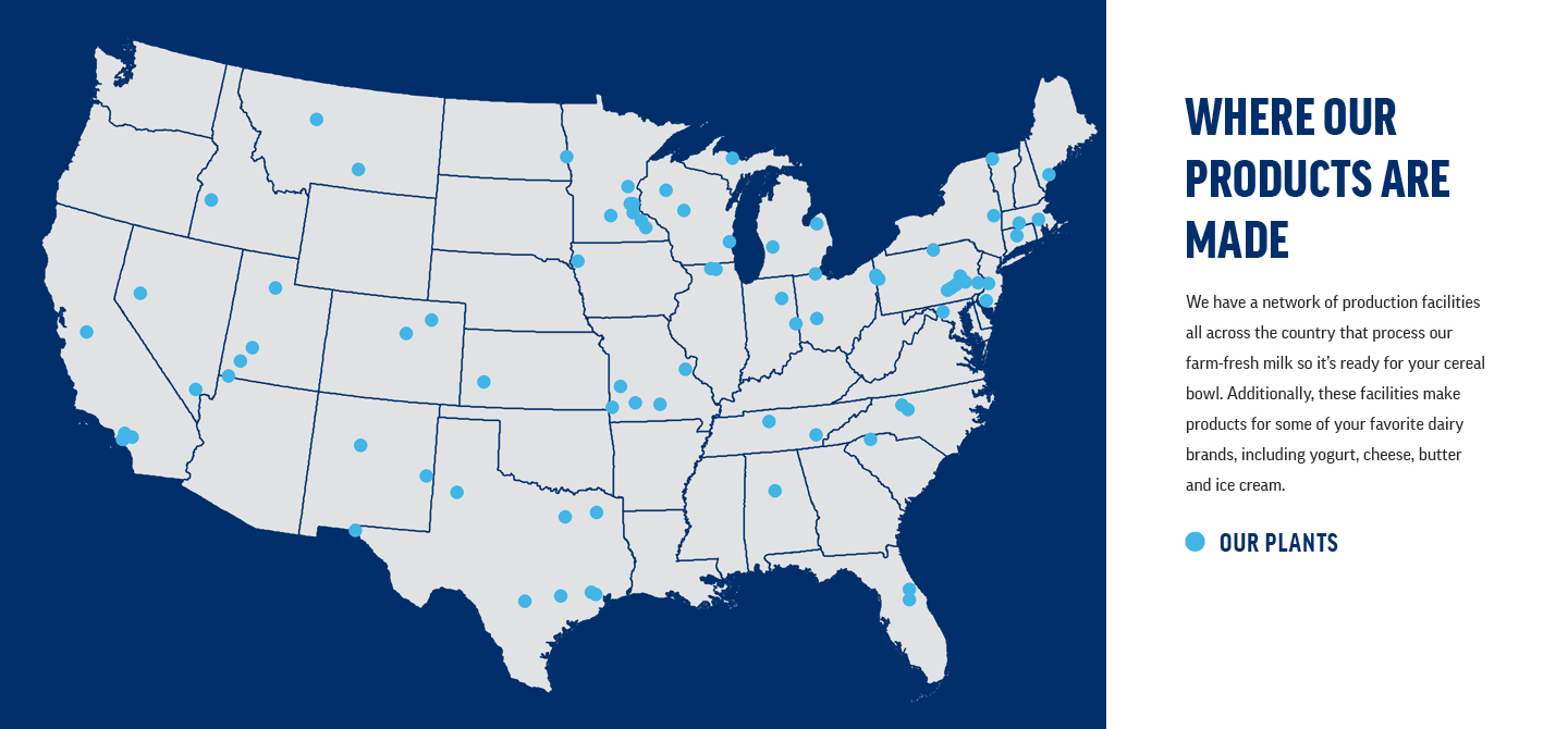 map of where our products are made in the United States of America