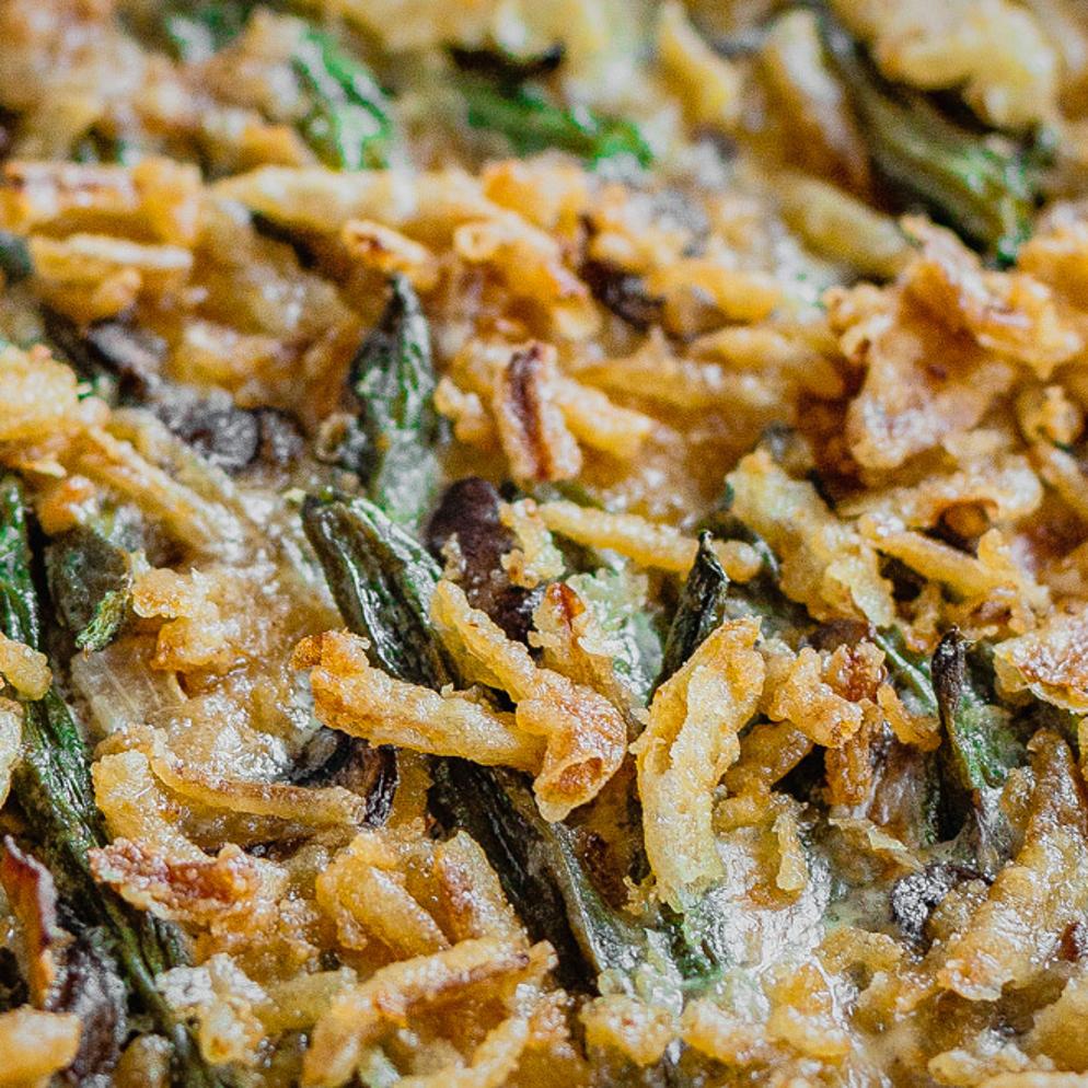 Creamy Baby Portobello Green Bean Casserole